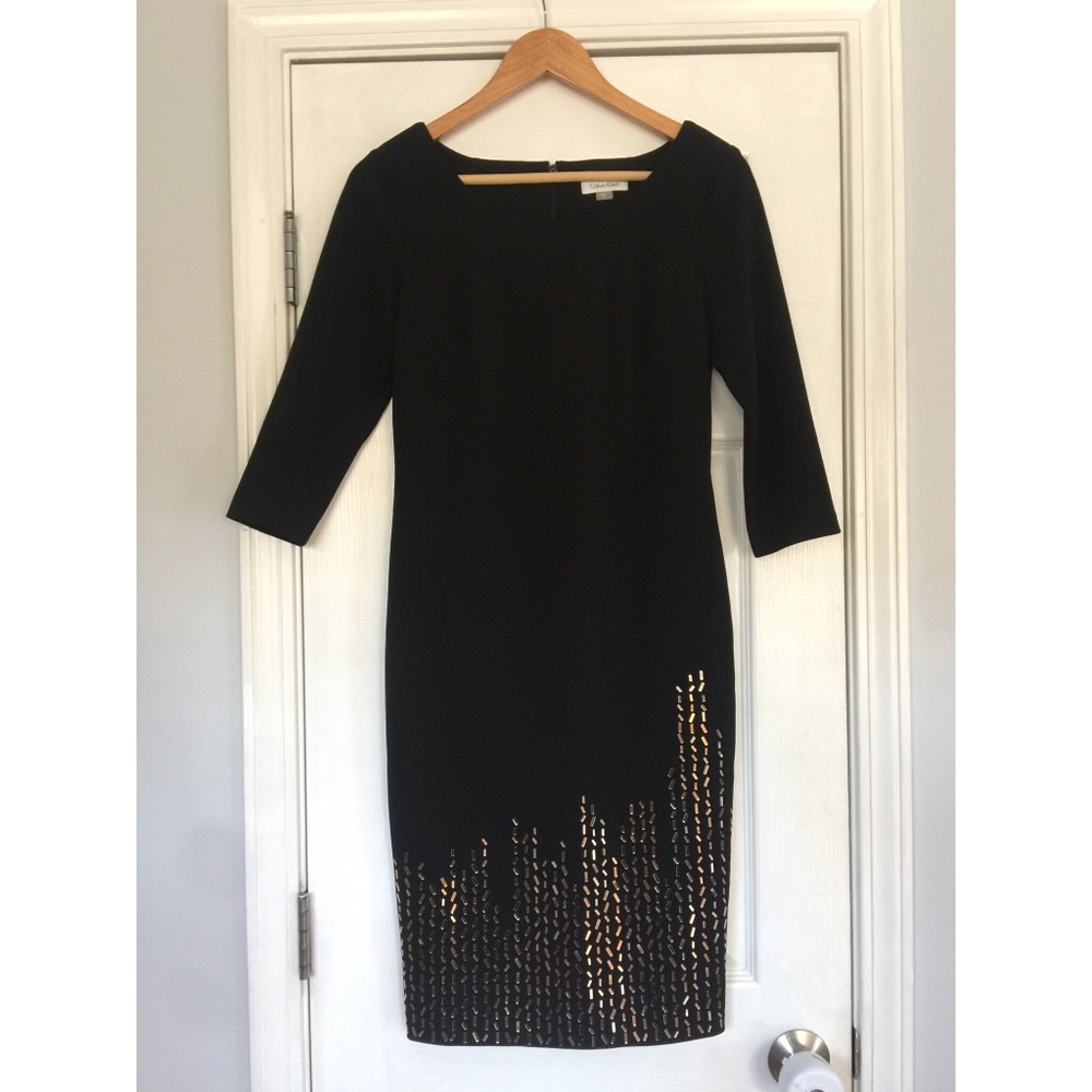 Black Calvin Klein cocktail dress